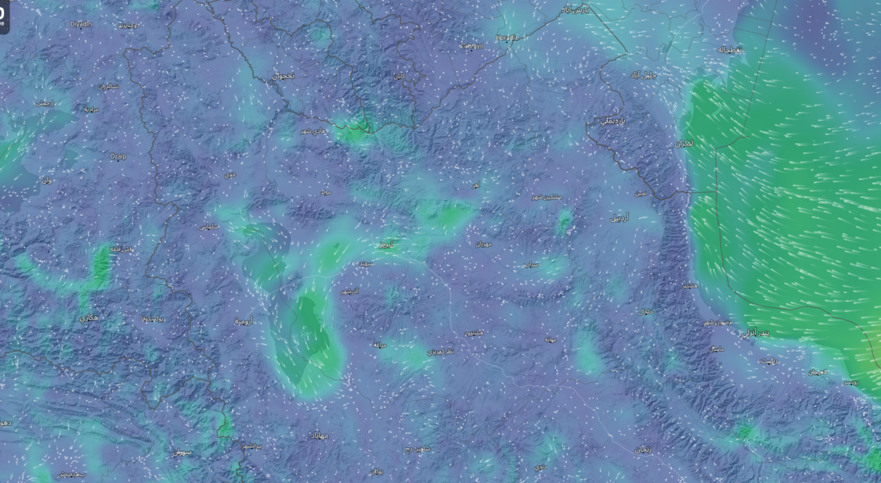 خريطة لطقس اذربيجان الشرقية صباح الاثنين