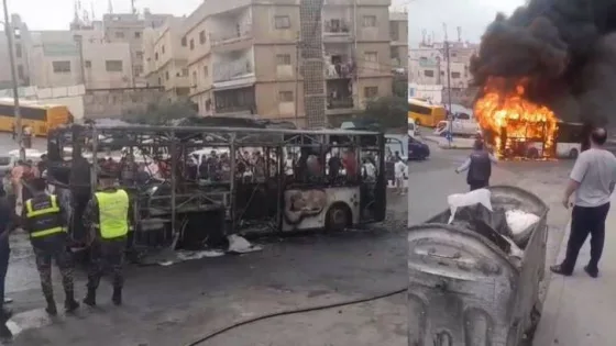 المشهد المعاصر | احتراق حافلة باص عمان بالكامل على دوار النصر في عمّان
