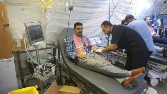 المشهد المعاصر | المستشفى الميداني الأردني جنوب غزة/6 ينظم حملة للتبرع بالدم