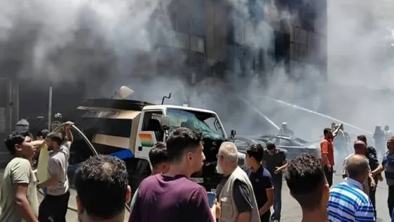 المشهد المعاصر | وكالة الأنباء السورية: اندلاع حريق بمركز تجاري في حماة.. صور